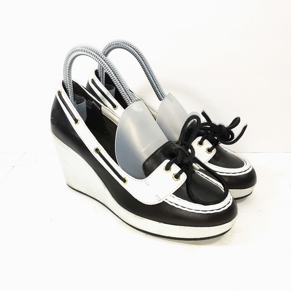 timberland wedges black